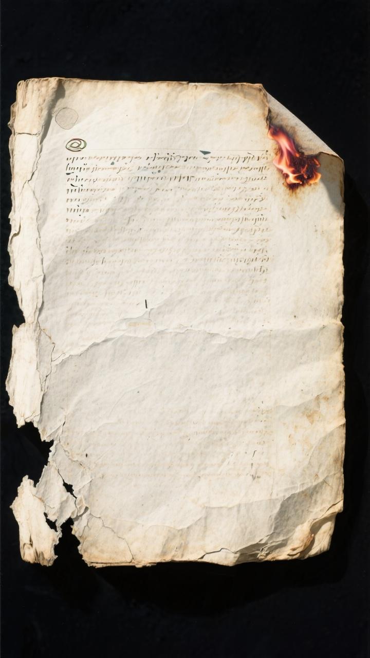 There is a burn mark on the upper right corner of the paper